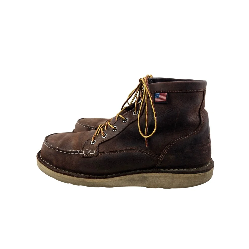 Danner Bull Run Moc Toe 6 Brown Steel Toe Work Boots Mens 10.5 EE Wide 15564 USA